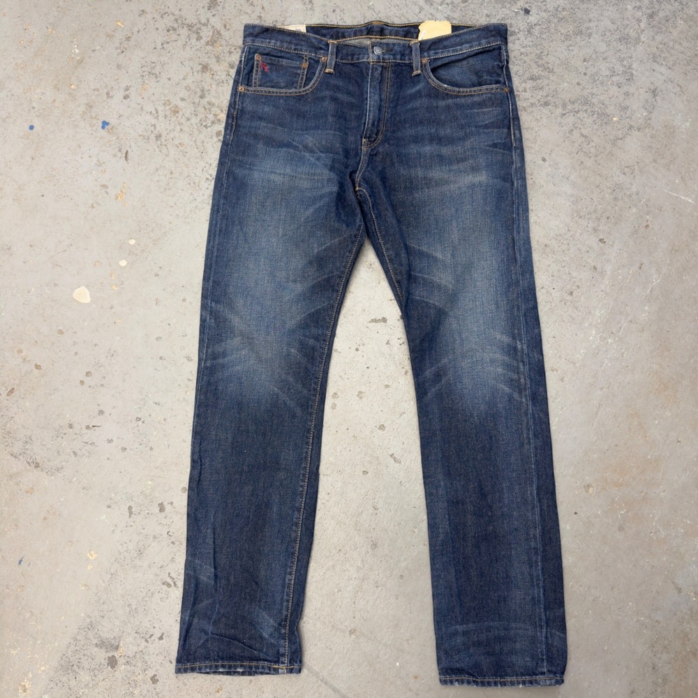 Polo Ralph Lauren Hampton Straight Jeans Mens 33x32 Dark Wash Blue Cotton Denim